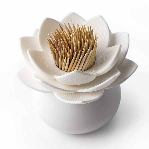 QUALY Lotus biały - Pojemnik na wykałaczki plastikowy 
