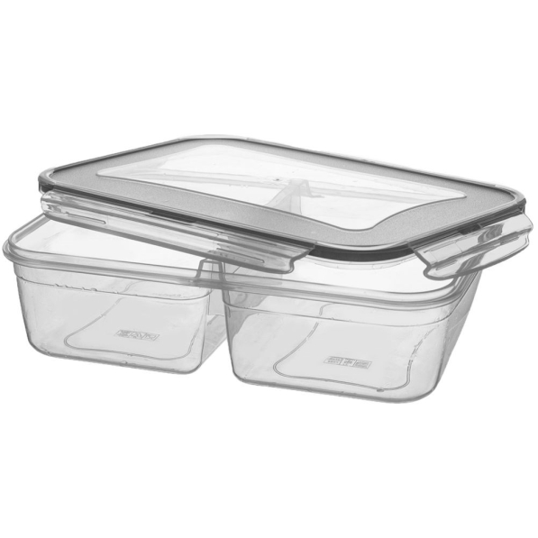Pojemnik na żywność dwukomorowy plastikowy z pokrywką 2 l
