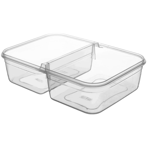 Pojemnik na żywność dwukomorowy plastikowy z pokrywką 2 l