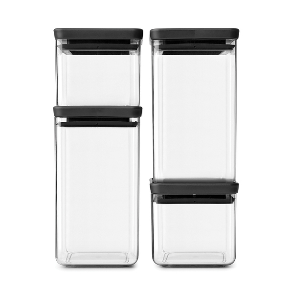 BRABANTIA Tasty Kwarta Box czarne 4 szt. - pojemniki na żywność plastikowe