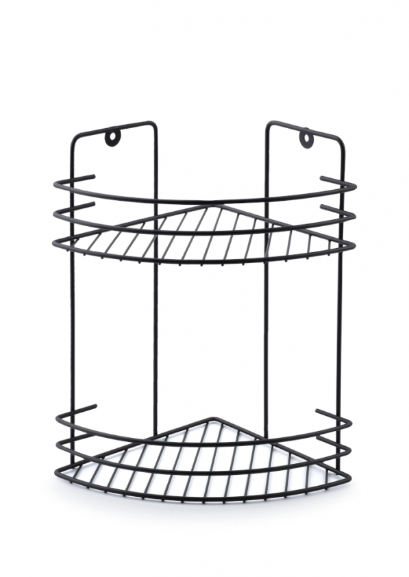 Półka łazienkowa 2-poziomowa metalowa BATHLAB CARL CZARNA MATOWA 30 cm