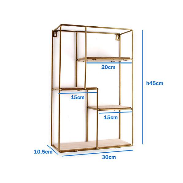 Półka na ścianę wisząca metalowa MARTIN INDUSTRIAL LONG ZŁOTA 45 x 30 cm