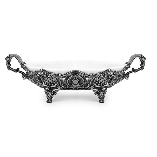 Półmisek porcelanowy na stojaku DIODOR BIAŁY 30 x 17,5 cm