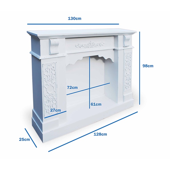 Portal kominkowy dekoracyjny z płyty MDF CALORE BIAŁY 100 x 28cm