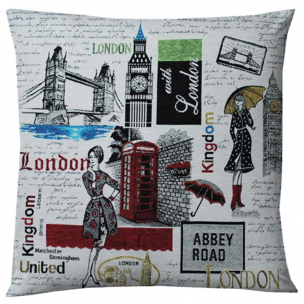 Poszewka na poduszkę dekoracyjna gobelinowa MISS LUCY LONDON 45 x 45 cm 