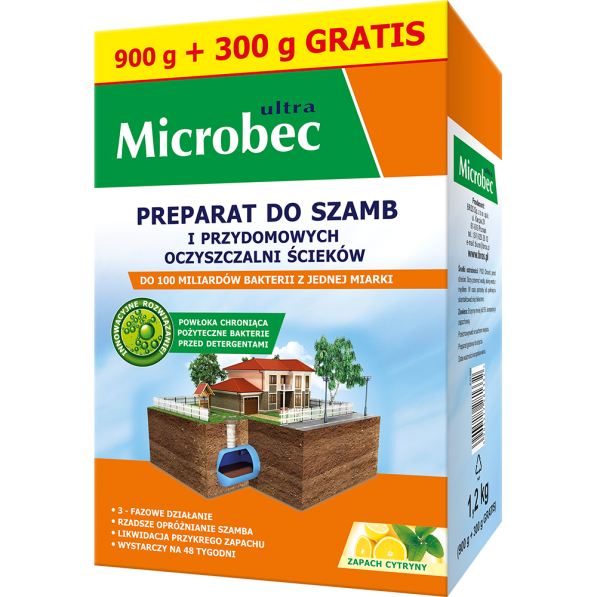 BROS Microbec Ultra 1,2 kg - preparat / proszek do szamb o zapachu cytryny
