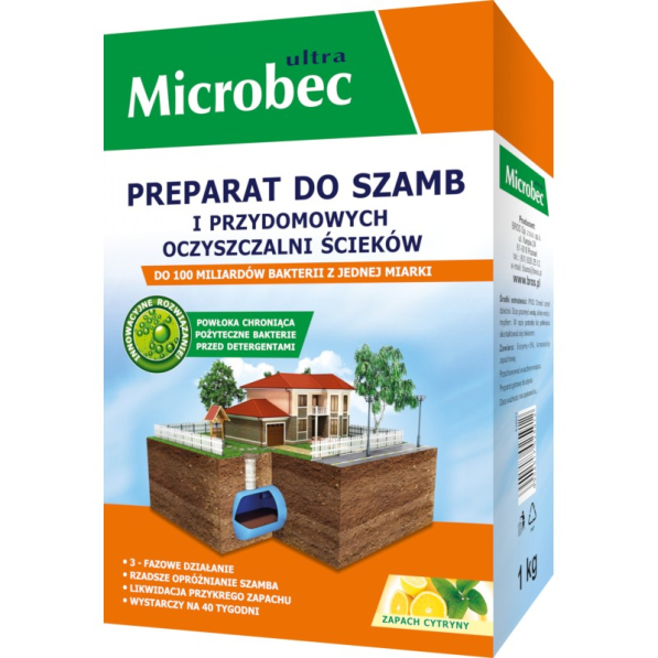 BROS Microbec Ultra 1 kg - preparat / proszek do szamb o zapachu cytryny
