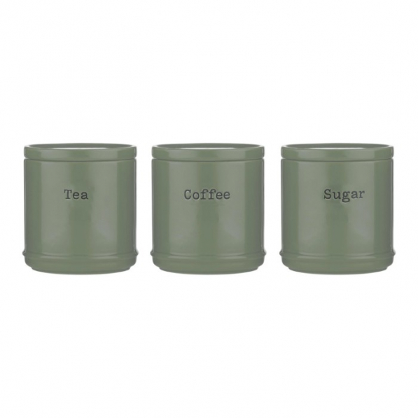 PRICE AND KENSINGTON 3 szt. zielone - pojemniki na kawę cukier herbatę ceramiczne