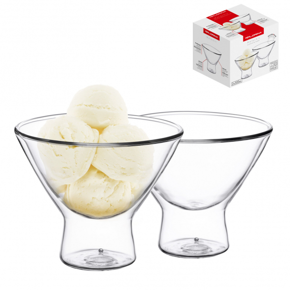 Pucharki termiczne do lodów i deserów szklane FLORINA Malachit 2 szt. 300 ml