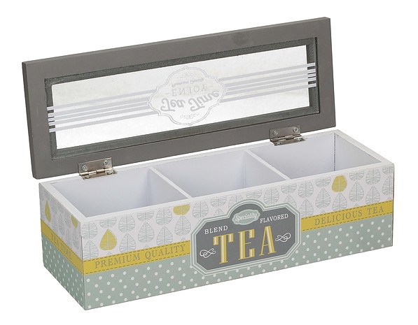 Pudełko na herbatę w saszetkach / Herbaciarka drewniana TEA DELICIOUS 22,5 x 8 cm
