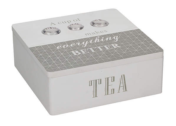 Pudełko / Skrzynka na herbatę drewniana TEA SZKIEŁKA 18 x 18 cm