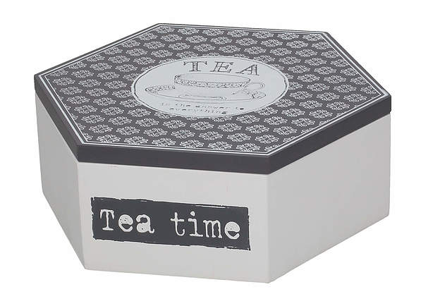 Pudełko / Skrzynka na herbatę drewniana TEA TIME 17 x 19,5 cm