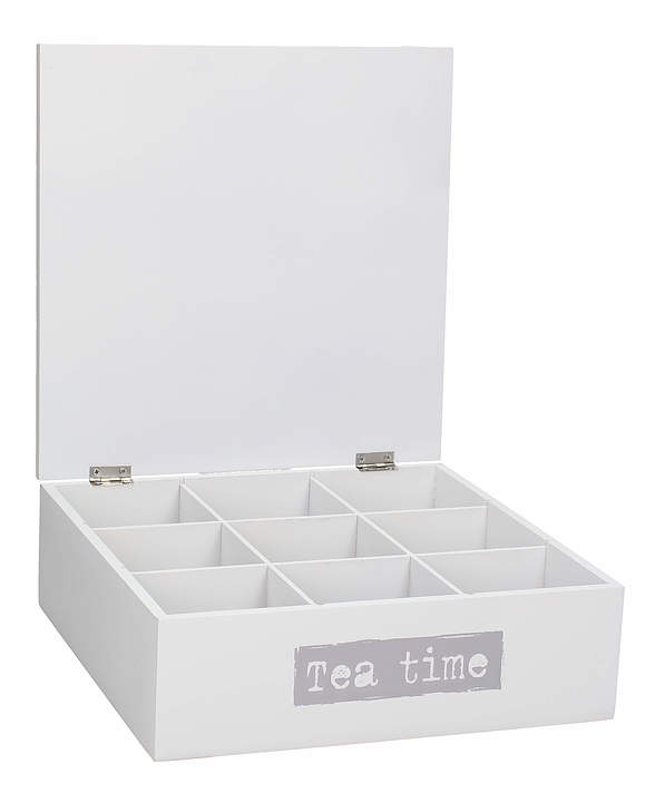 Pudełko / Skrzynka na herbatę drewniana TEA TIME BIEL 24 x 24 cm