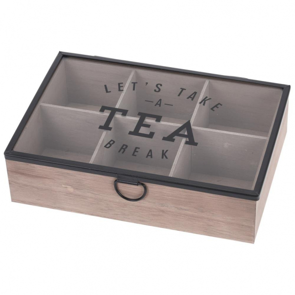 Pudełko / Skrzynka na herbatę drewniana SHAAH BRĄZOWA 24,0 x 17,0 cm