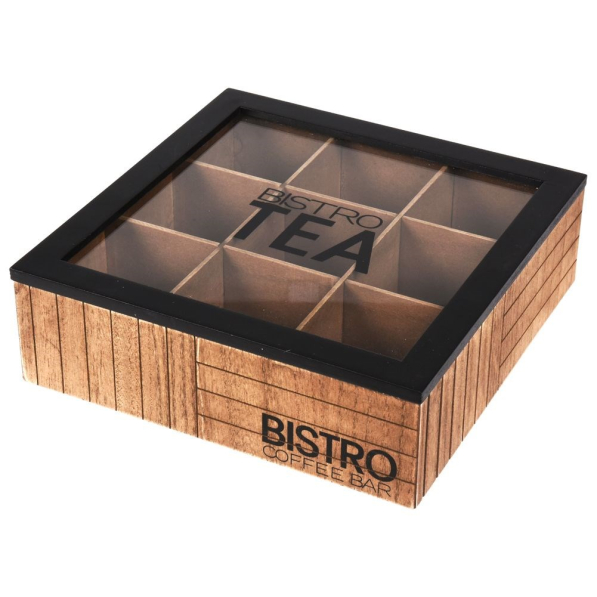 Pudełko na herbatę w saszetkach / herbaciarka z płyty MDF BISTRO 24 x 24 cm