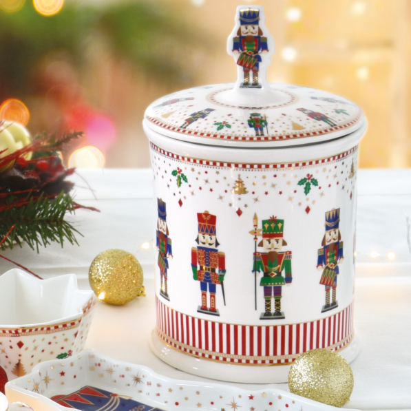 Puszka / Pojemnik świąteczny na ciastka i pierniki porcelanowy EASY LIFE NUTCRACKER