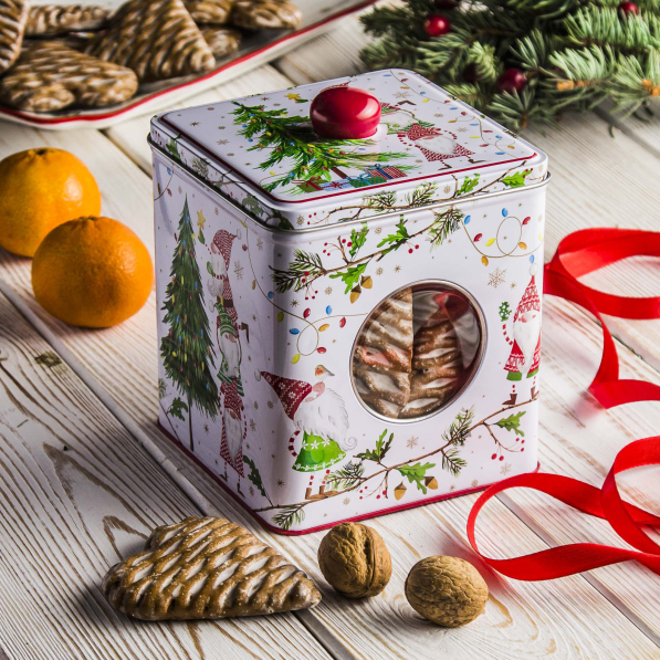 Puszka świąteczna / Pojemnik świąteczny na ciastka i pierniki metalowy EASY LIFE READY FOR CHRISTMAS 13 x 13 cm