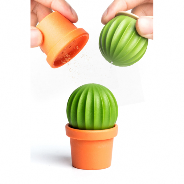 QUALY Cactus zielono-pomarańczowe - solniczka i pieprzniczka plastikowe