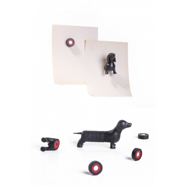 QUALY Dachshund pies czarny - magnes na lodówkę plastikowy 