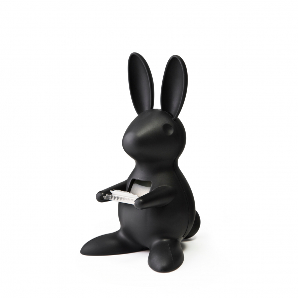 QUALY Królik Bunny czarny - podajnik do taśmy klejącej plastikowy