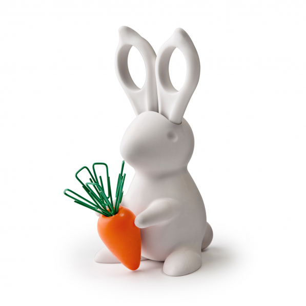 QUALY Królik Bunny i Marchewka biały - organizer na biurko plastikowy