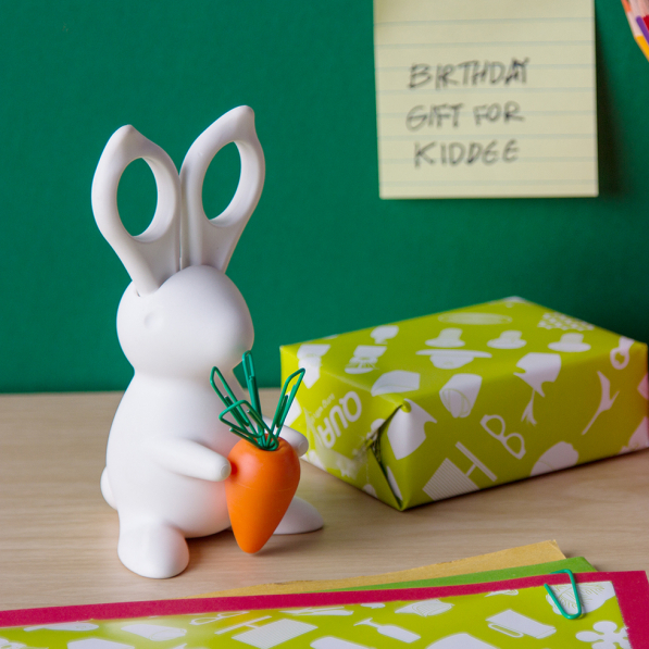 QUALY Królik Bunny i Marchewka biały - organizer na biurko plastikowy
