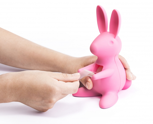 QUALY Królik Bunny różowy - podajnik do taśmy klejącej plastikowy