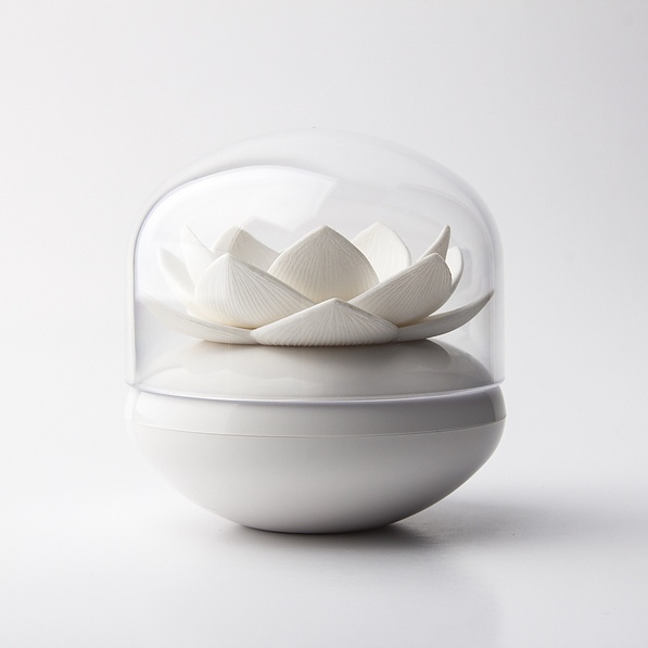 QUALY Lotus biały - Pojemnik na patyczki do uszu plastikowy 