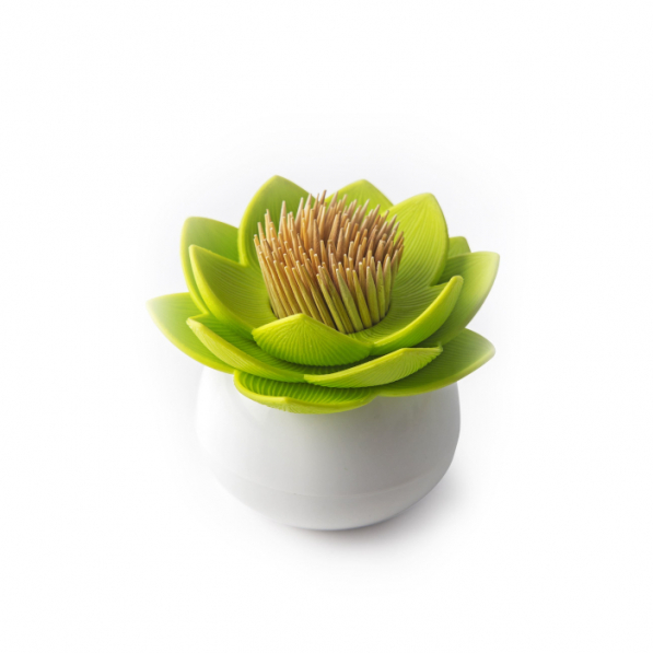 QUALY Lotus zielony - pojemnik na wykałaczki plastikowy 