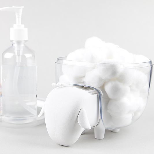 QUALY Sheepshape Crystal biały - pojemnik na waciki i patyczki do uszu plastikowy