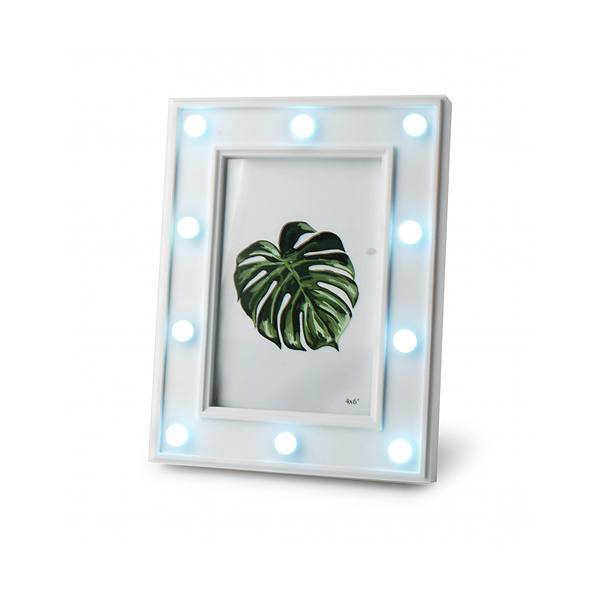 Ramka na zdjęcia led plastikowa MONSTERA BIAŁA 16 x 21 cm