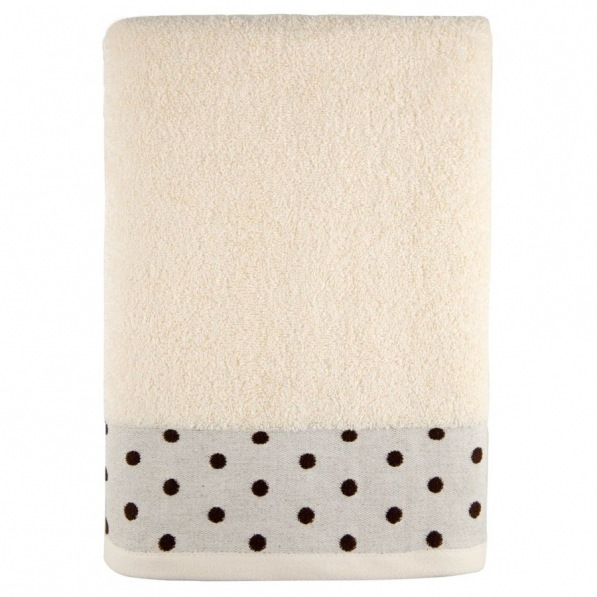 Ręcznik kąpielowy łazienkowy bawełniany MISS LUCY KROPKI ECRU 70 x 140 cm