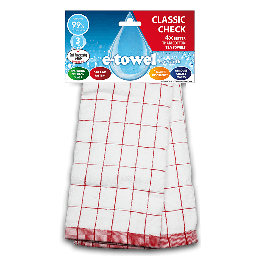 Ręcznik kuchenny bawełniany E-CLOTH CLASSIC CHECK CZERWONY 40 x 60 cm 