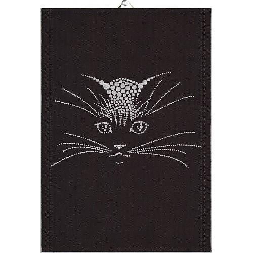 Ręcznik kuchenny bawełniany EKELUND SILVER CAT CZARNY 35 x 50 cm
