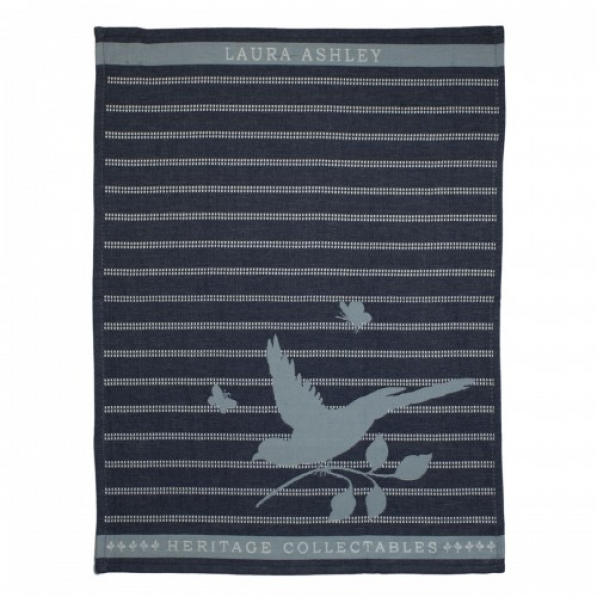 Ręcznik kuchenny bawełniany LAURA ASHLEY MIDNIGHT BIRD GRANATOWY 50 x 70 cm 