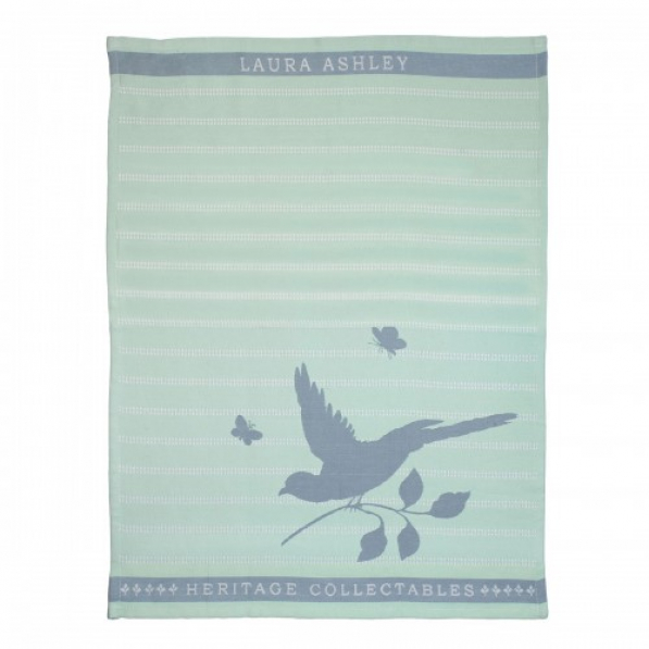 Ręcznik kuchenny bawełniany LAURA ASHLEY MINT BIRD TURKUSOWY 50 x 70 cm 