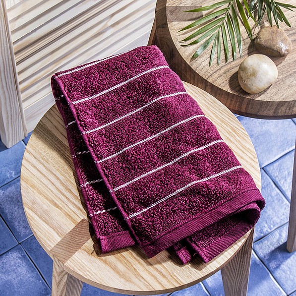 Ręcznik łazienkowy do rąk bawełniany MISS LUCY VACANZA BORDOWY 30 x 50 cm 