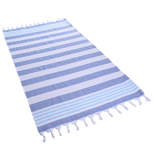 Ręcznik plażowy bawełniany DECOKING SANTORINI NIEBIESKI 90 x 170 cm