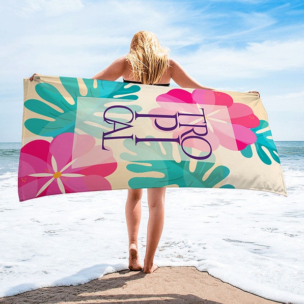 Ręcznik plażowy poliestrowy ECARLA TROPICAL WIELOKOLOROWY 90 x 170 cm