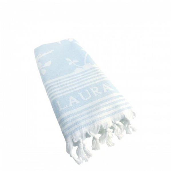 Ręcznik plażowy poliestrowy LAURA ASHLEY HAMMAM BLUE BŁĘKITNY 90 x 180 cm
