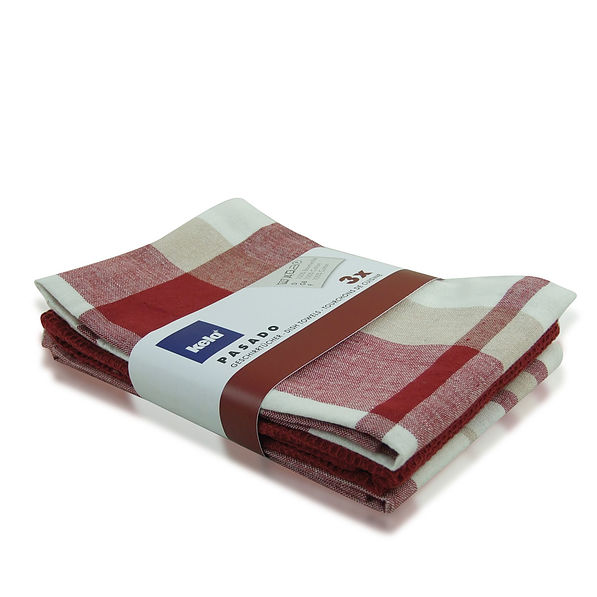 Ręczniki kuchenne bawełniane KELA PASADO RED WIELOKOLOROWE 45 x 65 cm 3 szt.