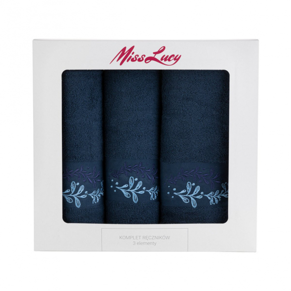 Ręczniki łazienkowe bawełniane MISS LUCY BEAUTIFUL GRANATOWE 3 szt.