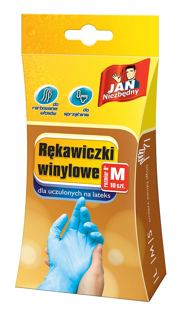 Rękawiczki winylowe JAN NIEZBĘDNY NIEBIESKIE M 10 szt.