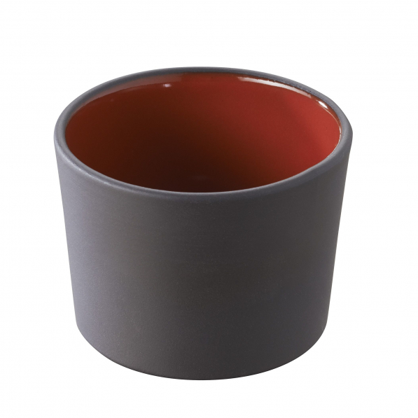 REVOL Solid 150 ml grafitowo-czerwona – miseczka do dipów i na przekąski porcelanowa
