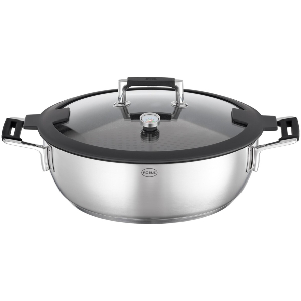ROESLE Silence Pro 4,5 l - brytfanna ze stali nierdzewnej z pokrywką, rusztem i wkładem do gotowania na parze