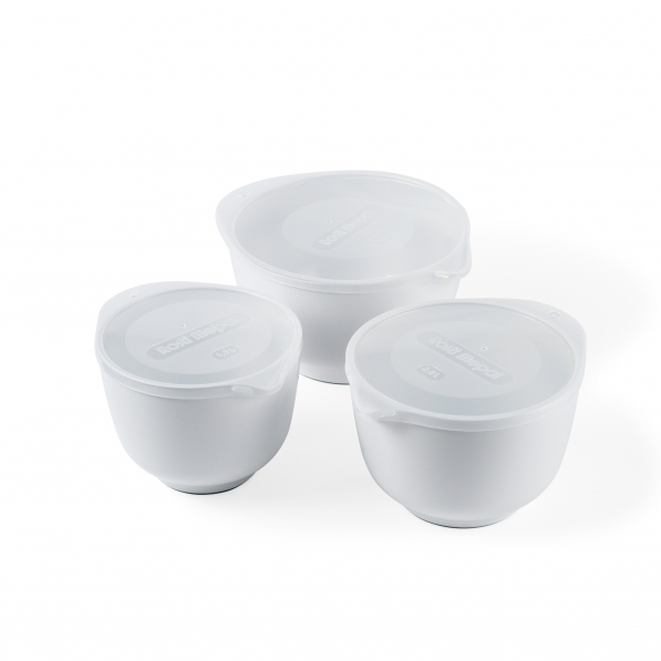 ROSTI Margrethe białe 3 szt - miski plastikowe z pokrywkami 