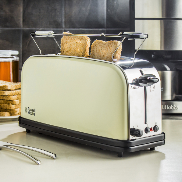 RUSSELL HOBBS Colours Plus Classic Cream Long Slot 1000 W kremowy - toster / opiekacz do kanapek elektryczny ze stali nierdzewnej