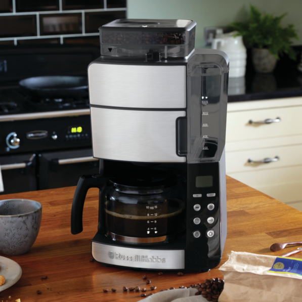 RUSSELL HOBBS Grind And Brew Coffee Machine 1000 W szary - ekspres do kawy przelewowy z młynkiem