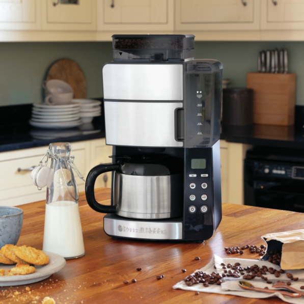 RUSSELL HOBBS Grind And Brew Coffee Machine Thermal 1000 W szary - ekspres do kawy przelewowy z młynkiem