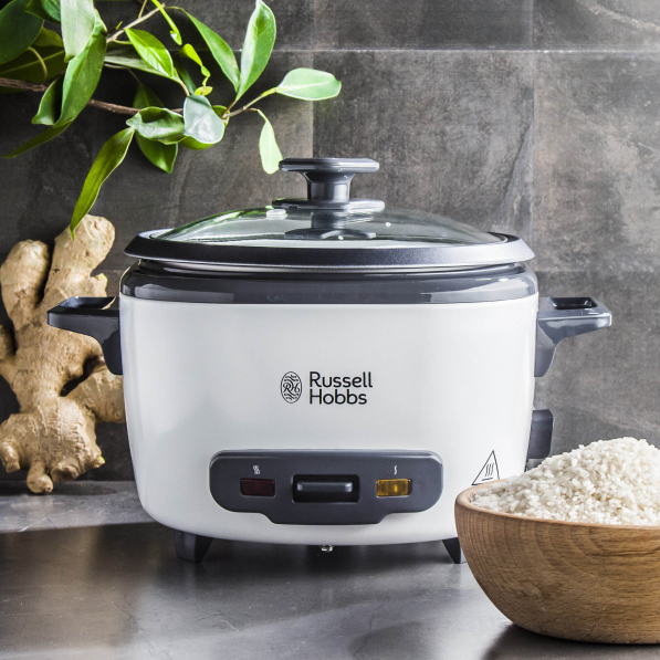 RUSSELL HOBBS Large Rice Cooker 500 W biały - garnek do gotowania ryżu elektryczny stalowy